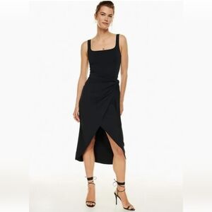Aritzia Wilfred L Black Saturn Midi Wrap Dress 2440-BM